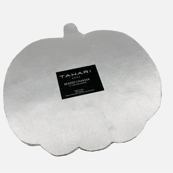 Tahari Gold Silver Pumpkin Beaded Placemat Charger Centerpiece Fall Autumn 15" - Picture 4 of 5